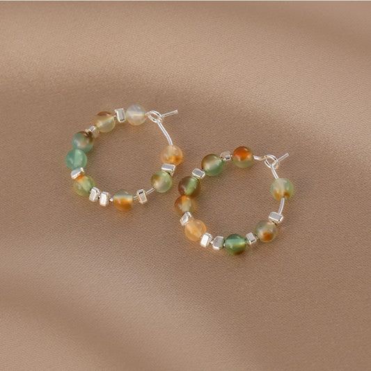 1 Pair Simple Style Circle Beaded Beaded Earrings