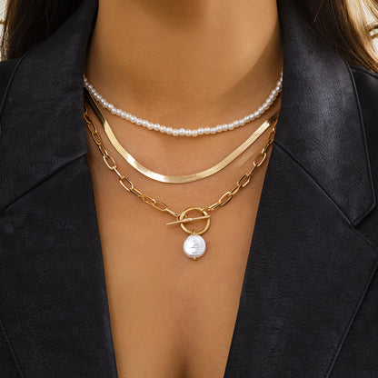 Elegant Lady Letter Heart Shape Imitation Pearl Alloy Plating Women's Layered Necklaces