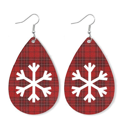 1 Pair Simple Style Classic Style Streetwear Christmas Tree Water Droplets Snowflake Pu Leather Drop Earrings