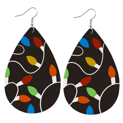 1 Pair Simple Style Classic Style Streetwear Christmas Tree Water Droplets Snowflake Pu Leather Drop Earrings