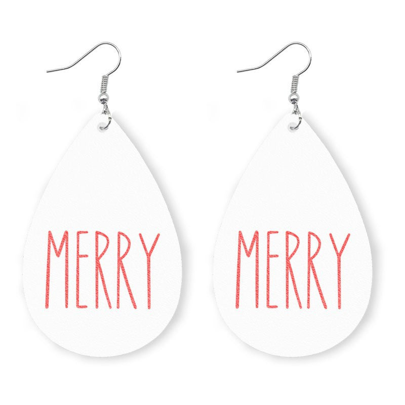 1 Pair Simple Style Classic Style Streetwear Christmas Tree Water Droplets Snowflake Pu Leather Drop Earrings