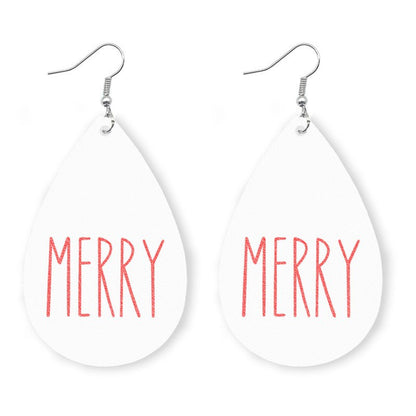 1 Pair Simple Style Classic Style Streetwear Christmas Tree Water Droplets Snowflake Pu Leather Drop Earrings