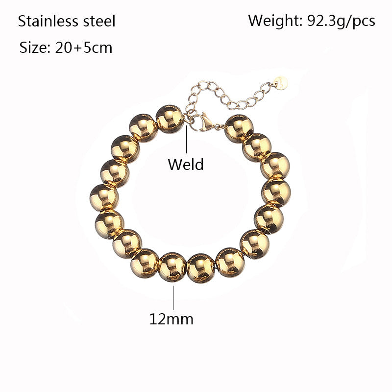 Retro Ball Solid Color Stainless Steel Bracelets In Bulk