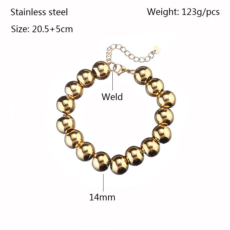 Retro Ball Solid Color Stainless Steel Bracelets In Bulk