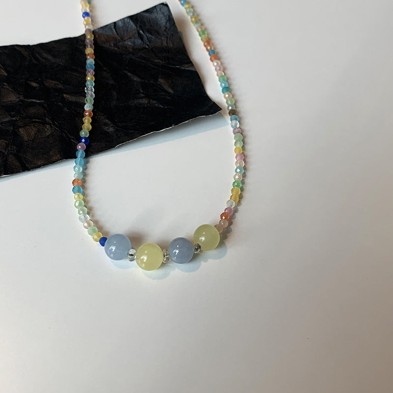 Sweet Artistic Colorful Beaded Natural Stone Opal Necklace