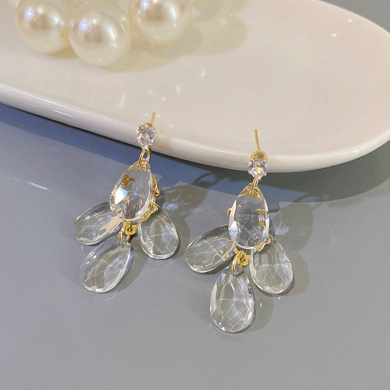 1 Pair Simple Style Water Droplets Inlay Alloy Rhinestones Drop Earrings