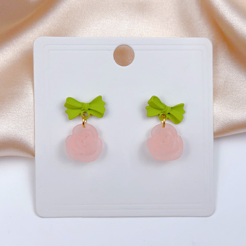 1 Pair Sweet Heart Shape Flower Butterfly Enamel Inlay Imitation Pearl Alloy Rhinestones Earrings