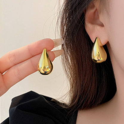 1 Pair Simple Style Water Droplets Polishing Alloy Ear Studs