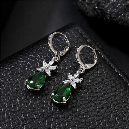 1 Pair Simple Style Water Droplets Plating Inlay Copper Zircon White Gold Plated Drop Earrings