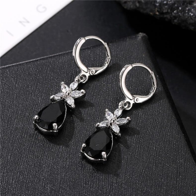 1 Pair Simple Style Water Droplets Plating Inlay Copper Zircon White Gold Plated Drop Earrings