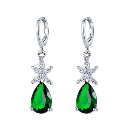 1 Pair Simple Style Water Droplets Plating Inlay Copper Zircon White Gold Plated Drop Earrings