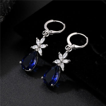 1 Pair Simple Style Water Droplets Plating Inlay Copper Zircon White Gold Plated Drop Earrings