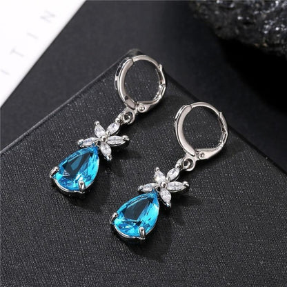 1 Pair Simple Style Water Droplets Plating Inlay Copper Zircon White Gold Plated Drop Earrings