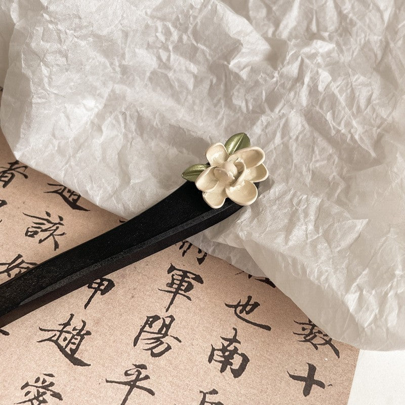 Chinoiserie Retro Bamboo Flower Butterfly Alloy Plating Inlay Rhinestones Pearl Hairpin