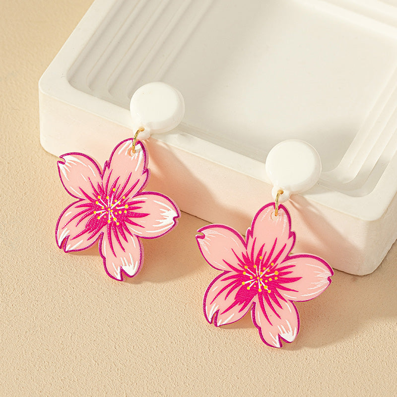 1 Pair Sweet Commute Flower Plating Arylic Drop Earrings