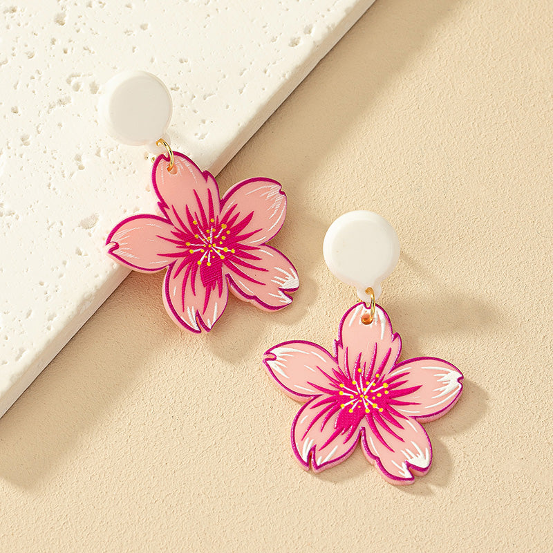 1 Pair Sweet Commute Flower Plating Arylic Drop Earrings