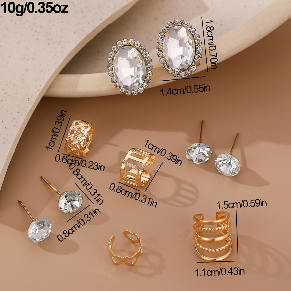 1 Set Ig Style Simple Style Solid Color Irregular Inlay Alloy Artificial Gemstones Artificial Rhinestones Ear Studs