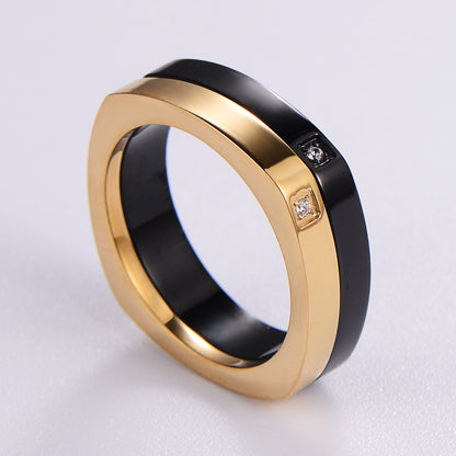 Simple Style Color Block Stainless Steel Plating Inlay Rhinestones 18k Gold Plated Rings