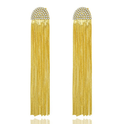 1 Pair Simple Style Tassel Plating Stainless Steel Gold Plated Drop Earrings