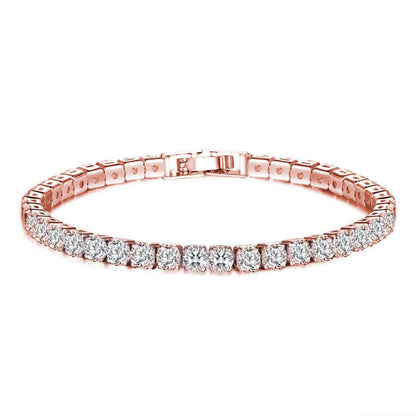 Elegant Streetwear Solid Color Copper Plating Inlay Rhinestones Tennis Bracelet