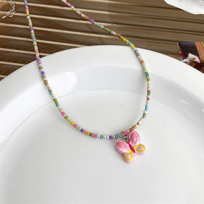 Cute Pentagram Heart Shape Bow Knot Resin Women's Necklace