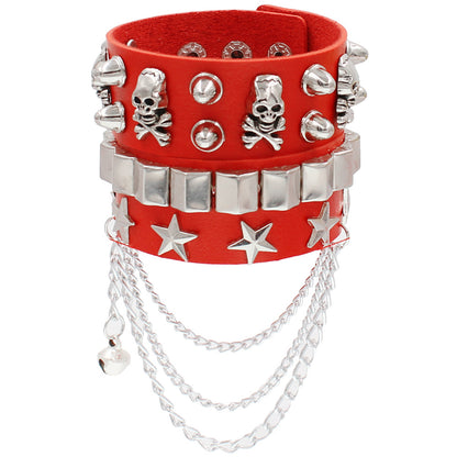 Punk Star Skull Ccb Pu Leather Wholesale Wristband