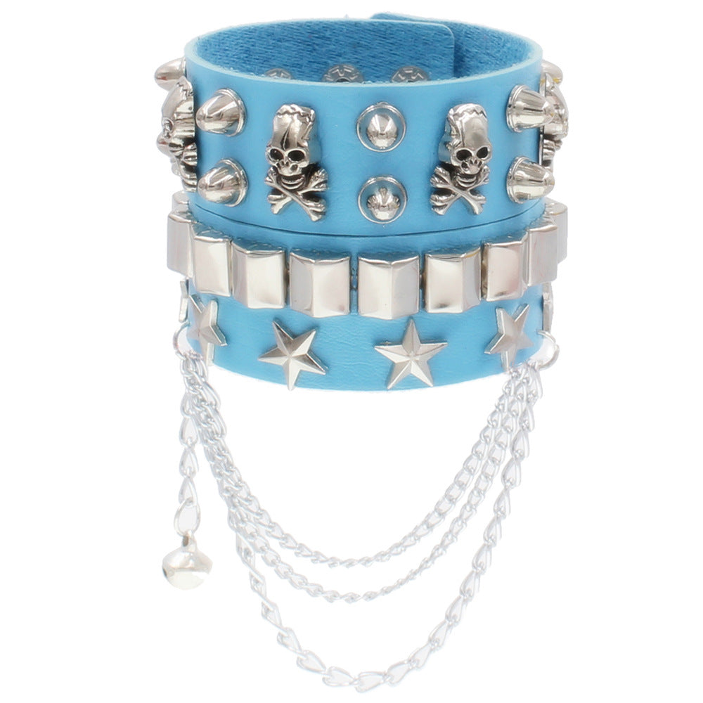 Punk Star Skull Ccb Pu Leather Wholesale Wristband