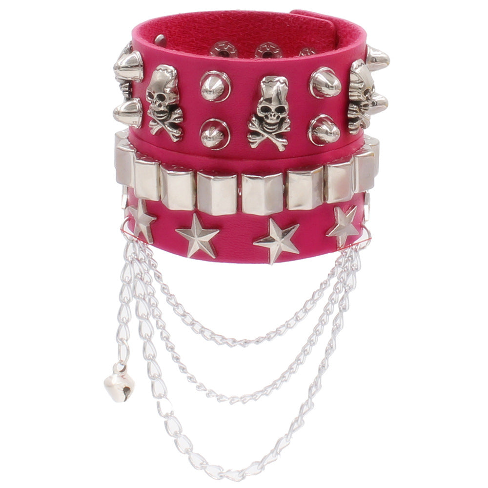 Punk Star Skull Ccb Pu Leather Wholesale Wristband