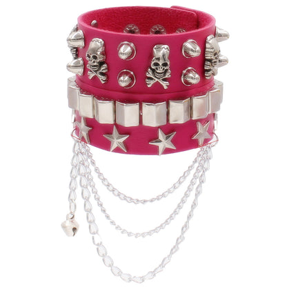 Punk Star Skull Ccb Pu Leather Wholesale Wristband