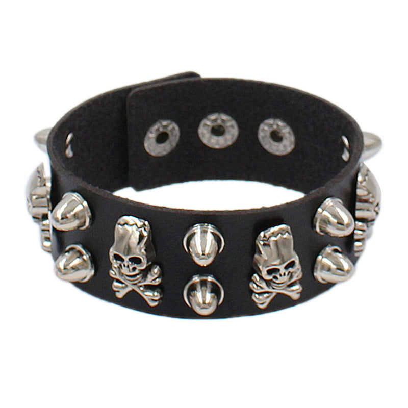 Punk Star Skull Ccb Pu Leather Wholesale Wristband