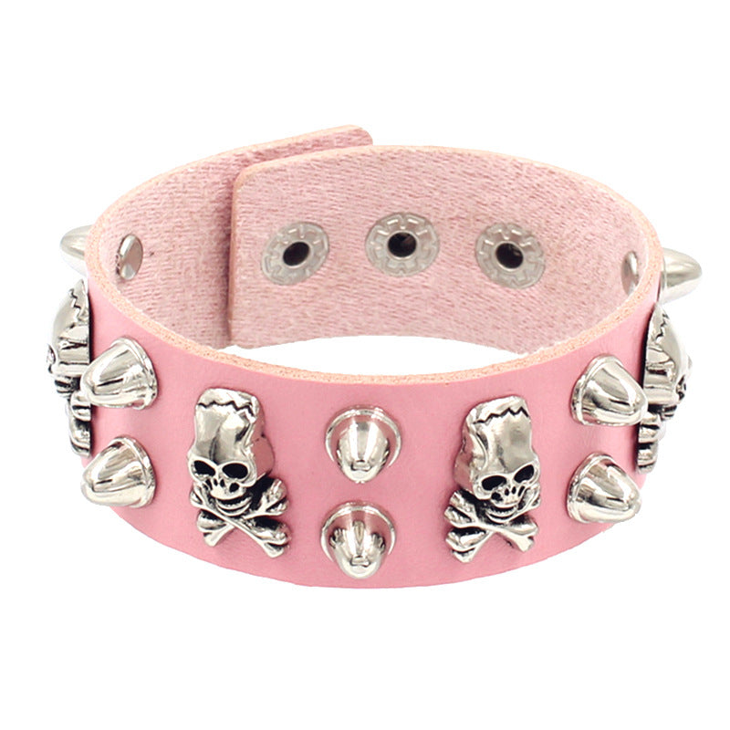 Punk Star Skull Ccb Pu Leather Wholesale Wristband