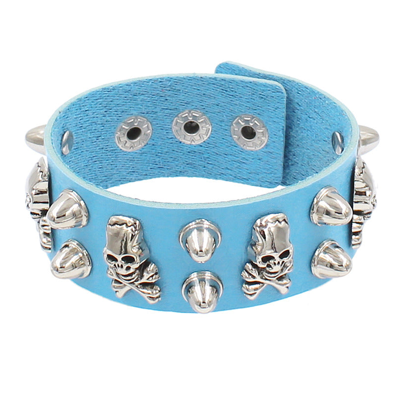 Punk Star Skull Ccb Pu Leather Wholesale Wristband