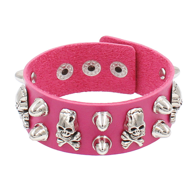 Punk Star Skull Ccb Pu Leather Wholesale Wristband