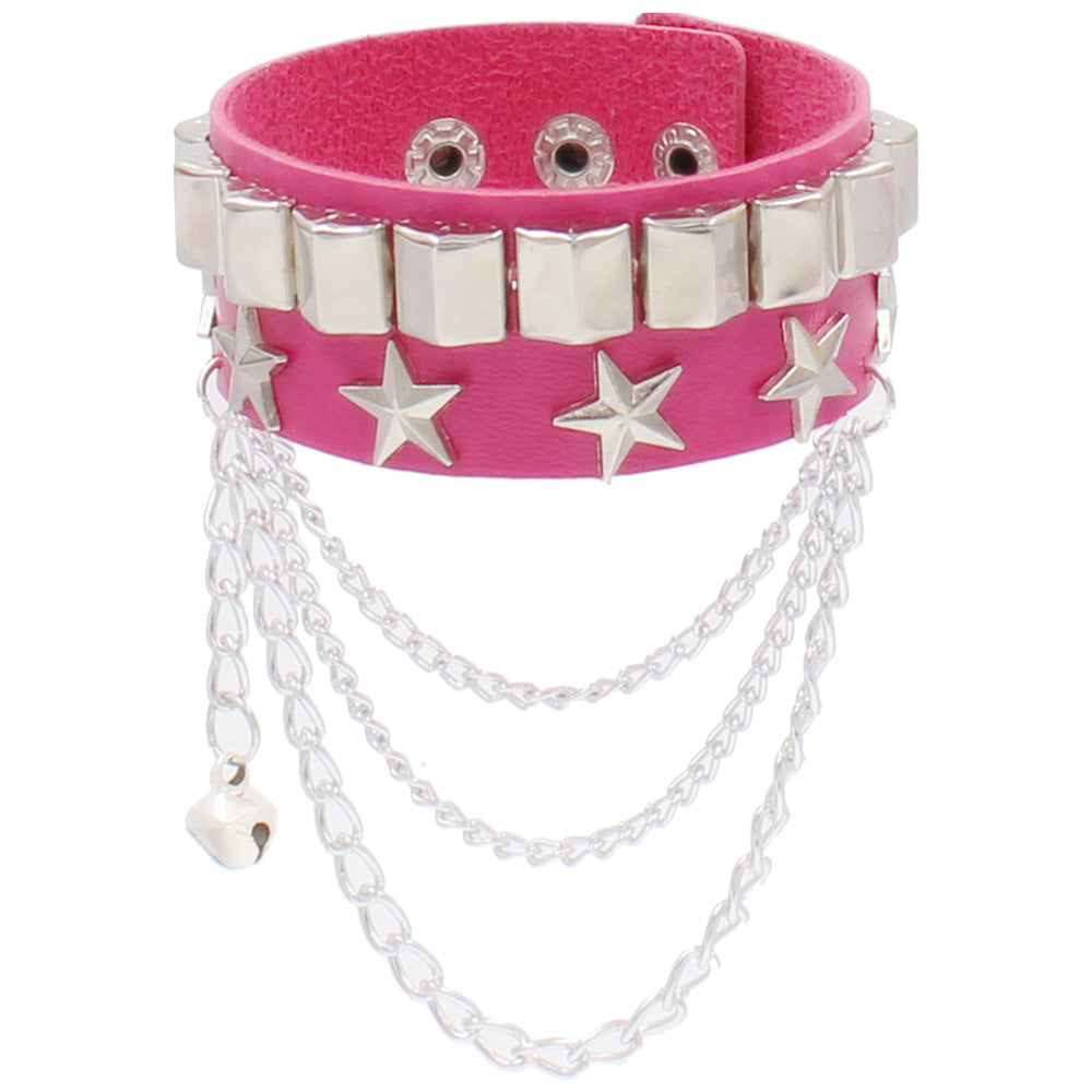 Punk Star Skull Ccb Pu Leather Wholesale Wristband