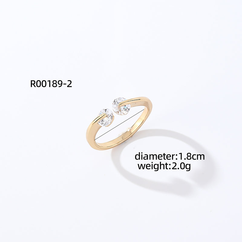 Casual Simple Style Round Number Heart Shape Copper Irregular Inlay Zircon Open Rings