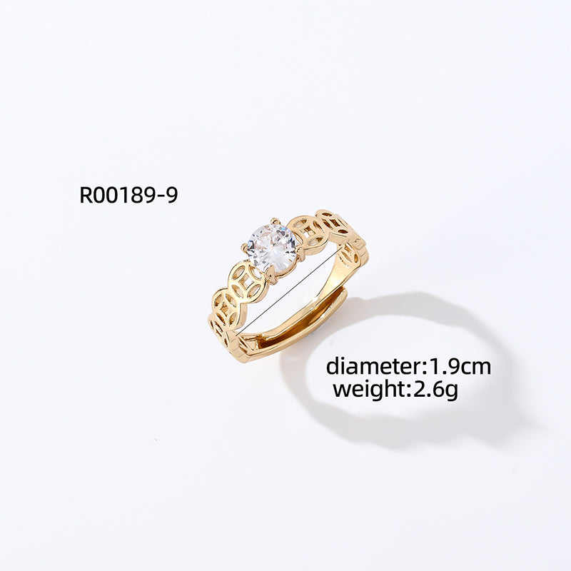 Casual Simple Style Round Number Heart Shape Copper Irregular Inlay Zircon Open Rings