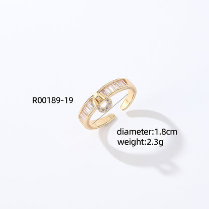 Casual Simple Style Round Number Heart Shape Copper Irregular Inlay Zircon Open Rings