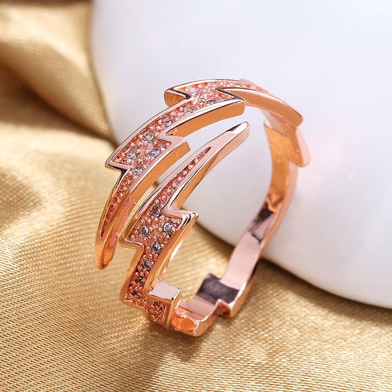 Modern Style Round Sterling Silver Inlay Zircon Open Rings