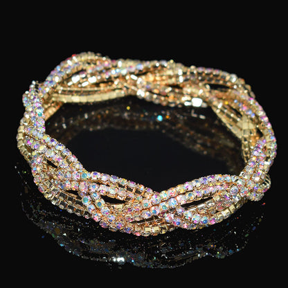 Simple Style Color Block Rhinestones Ferroalloy Wholesale Bangle