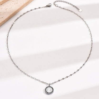 Simple Style Classic Style Human Stainless Steel Inlay Beads Pendant Necklace