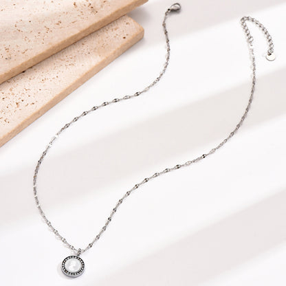 Simple Style Classic Style Human Stainless Steel Inlay Beads Pendant Necklace