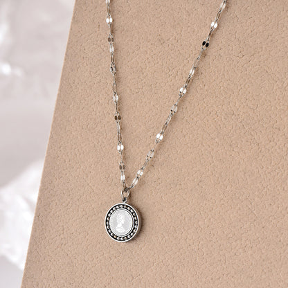 Simple Style Classic Style Human Stainless Steel Inlay Beads Pendant Necklace