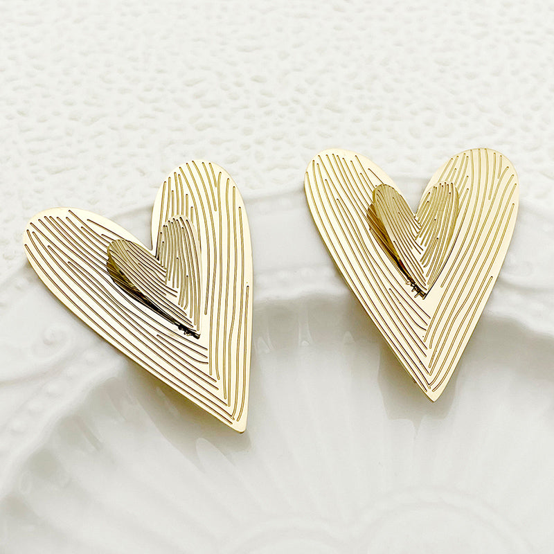 1 Pair Vintage Style Simple Style Heart Shape Polishing Plating Stainless Steel Gold Plated Ear Studs