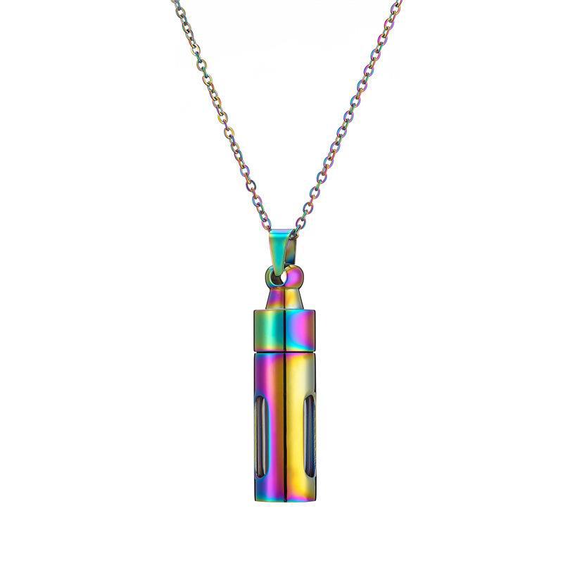 Retro Streetwear Perfume Bottle Stainless Steel Glass Plating Pendant Necklace