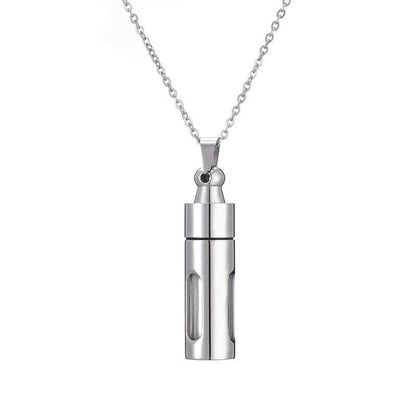 Retro Streetwear Perfume Bottle Stainless Steel Glass Plating Pendant Necklace