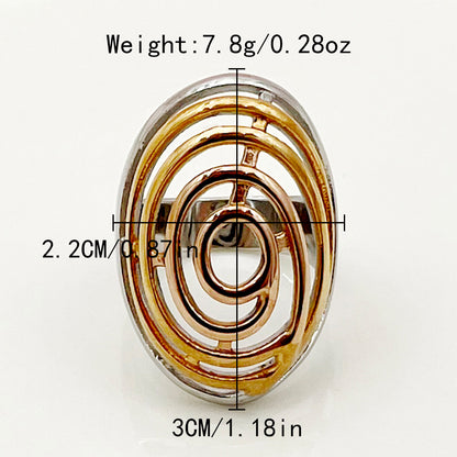 Retro Simple Style Color Block Oval Stainless Steel Plating Gold Plated Unisex Rings
