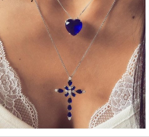 Modern Style Cross Heart Shape Alloy Plating Women's Double Layer Necklaces