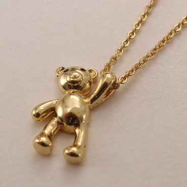 Ig Style Cute Little Bear Copper Gold Plated Zircon Pendant Necklace In Bulk