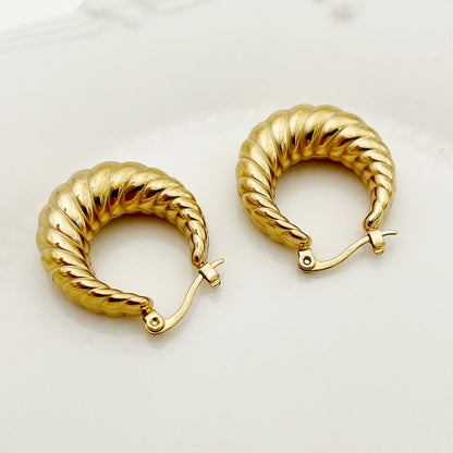 1 Pair Elegant Simple Style U Shape Twist Plating Stainless Steel Gold Plated Earrings