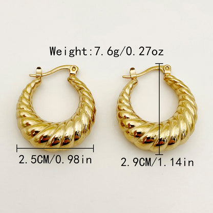 1 Pair Elegant Simple Style U Shape Twist Plating Stainless Steel Gold Plated Earrings